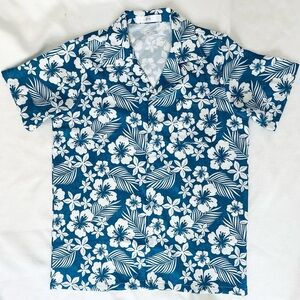 Boys Blue Floral summer Hawaiian Shirt 12-13